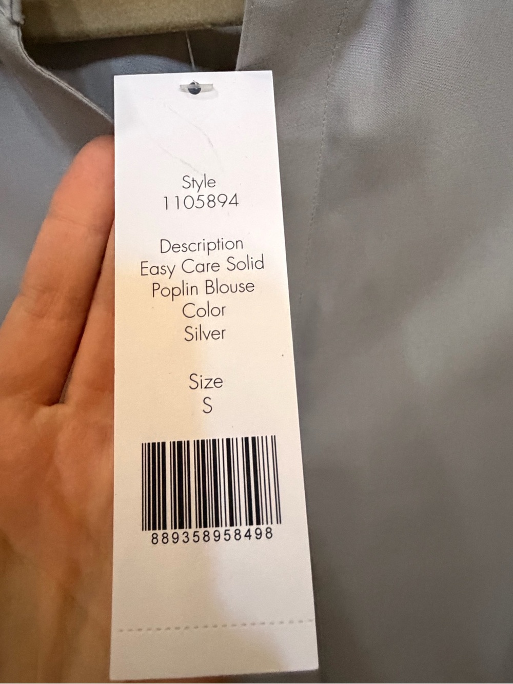 Foxcroft Light Gray Button-Up Blouse - Picture 4 of 7